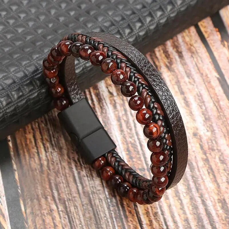 MGS Classic Men's Leather Bracelet New Style Hand-woven Multi-layer Jewelry - Man Gifts Shop