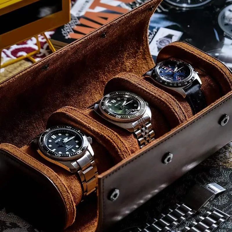 Watch Roll Travel Case Portable Vintage Leather Watch Display Case - Man Gifts Shop