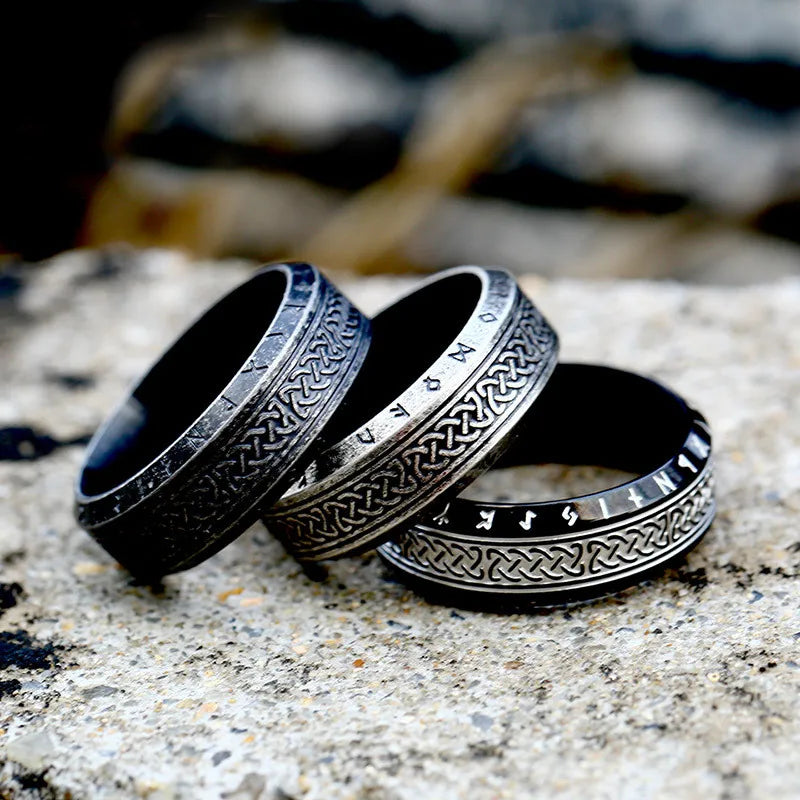 Nordic Vintage Viking Letter Ring: Stylish Stainless Steel Men's Jewelry - Man Gifts Shop