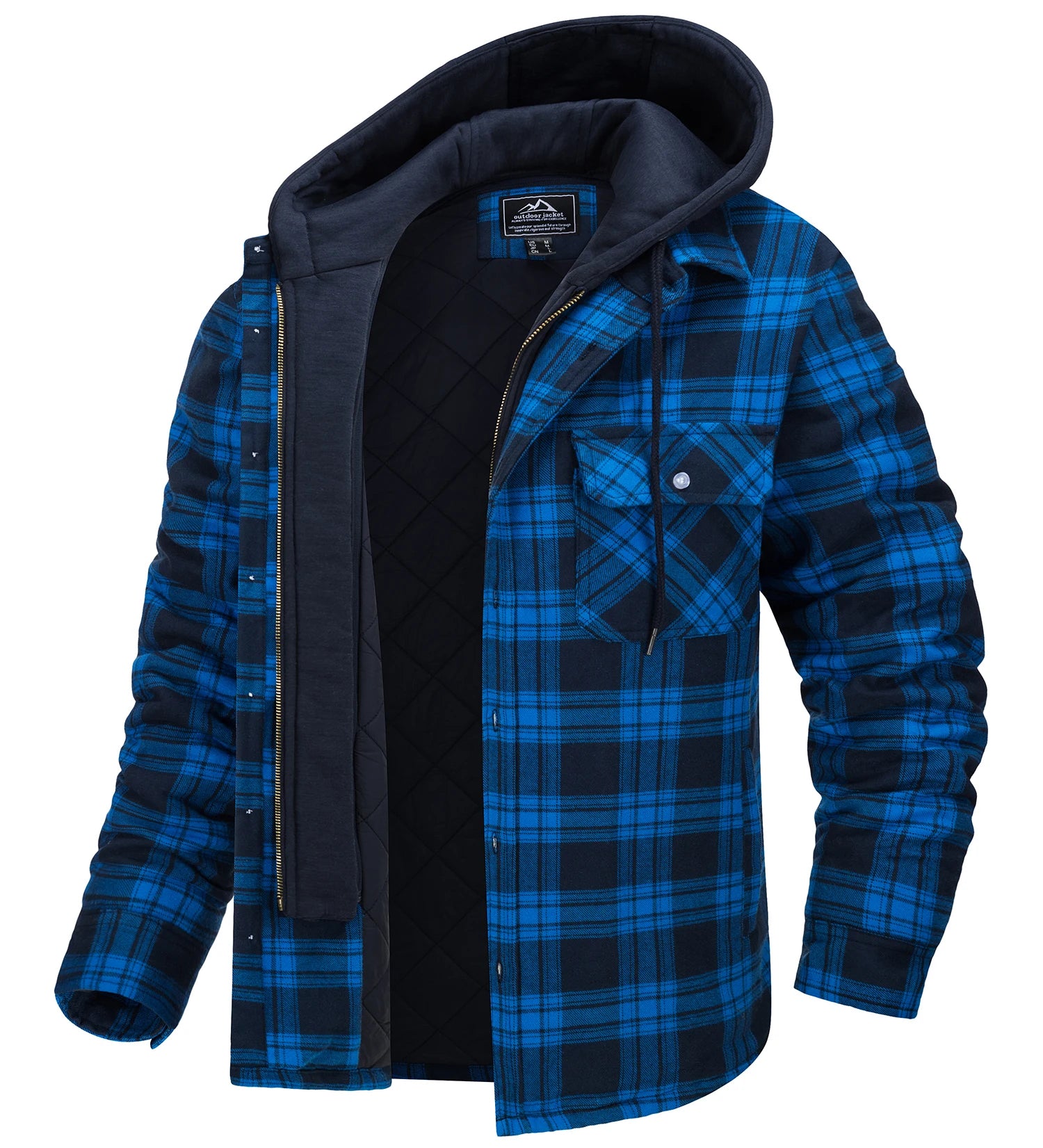 MGS Men's Flannel Shirt Jacket with Removable Hood - Man Gifts Shop