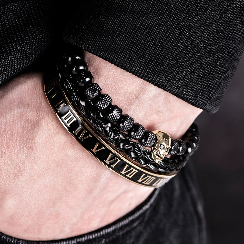 Chic Stainless Steel Rome Luxury Skull Bracelet - Man Gifts Shop