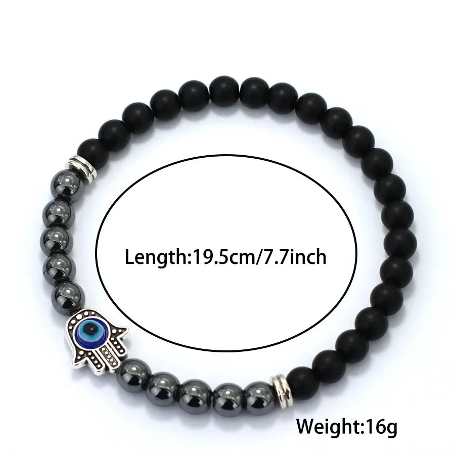 🧿 Handmade Evil Eye & Hematite Bracelet – Inner Strength Meets Style