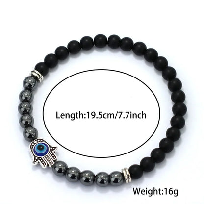 🧿 Handmade Evil Eye & Hematite Bracelet – Inner Strength Meets Style