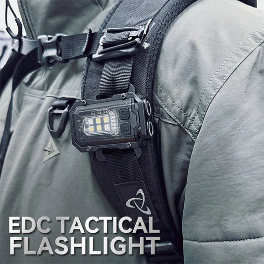 EDC Portable Mini Tactical Molle 25mm Backpack Strap Clip USB Rechargeable Flashlight Light (Outdoor Camping Hiking)