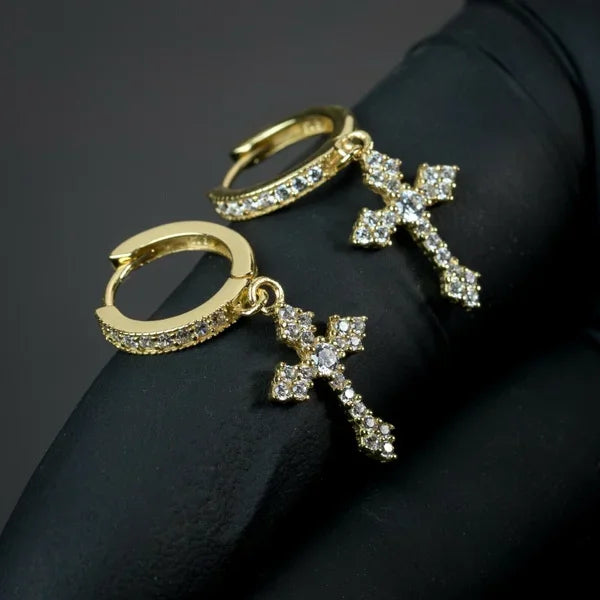 MGS Fashion Gold Color Cross Stud Rhinestone Jewelry Earrings - Man Gifts Shop