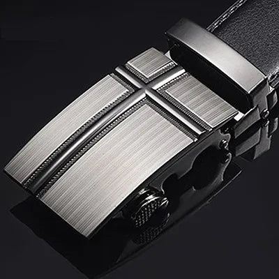 MGS Men's Luxury Leather Belt: Genuine, Stylish, with Automatic Metal Buckle - Man Gifts Shop