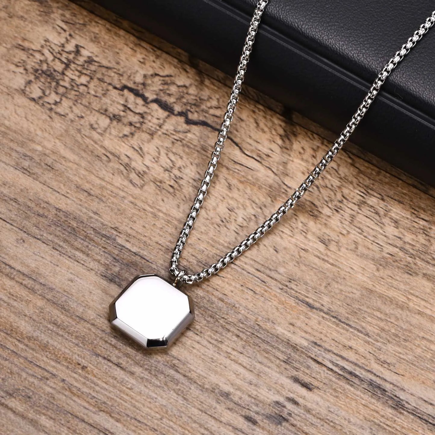 Punk Elegance: Square Natural Stone Necklace for Men