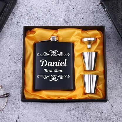 Custom Engraved Stainless Steel 6oz Hip Flask - Man Gifts Shop