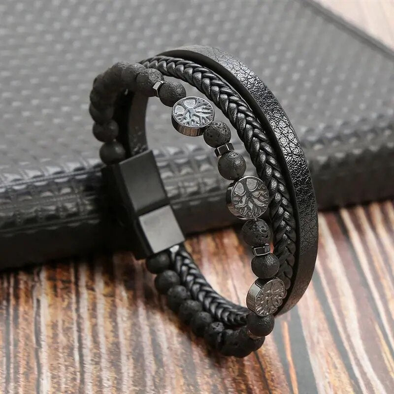 MGS Classic Men's Leather Bracelet New Style Hand-woven Multi-layer Jewelry - Man Gifts Shop