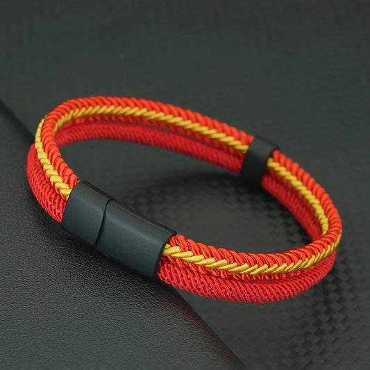 Handmade Rope Bracelet for Man – Red Woven Gift for Him