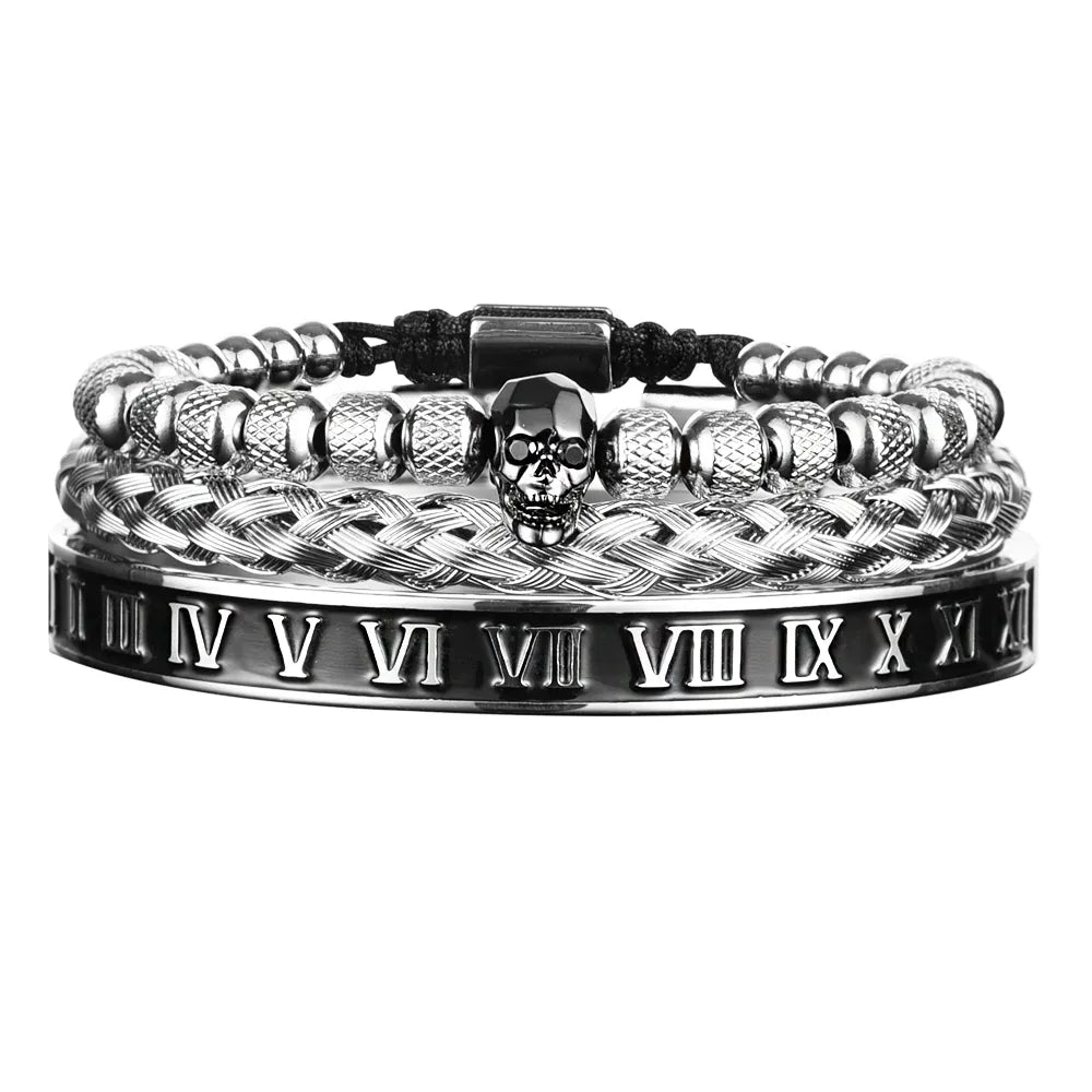 Chic Stainless Steel Rome Luxury Skull Bracelet - Man Gifts Shop