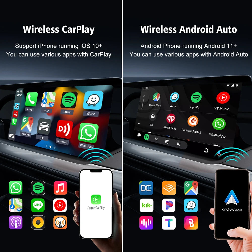 Original CarlinKit 5.0 Wireless CarPlay & Android Auto Adapter | Dual-Band WiFi, Auto Connect, Plug & Play