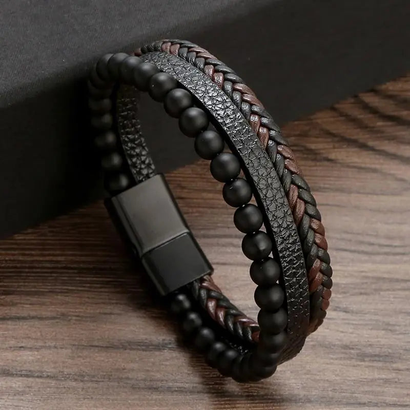 MGS Classic Men's Leather Bracelet New Style Hand-woven Multi-layer Jewelry - Man Gifts Shop