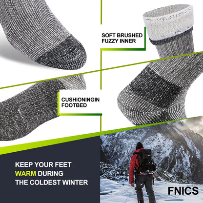 3 Pairs Merino Wool Crew Socks – Thick, Thermal & Winter-Ready