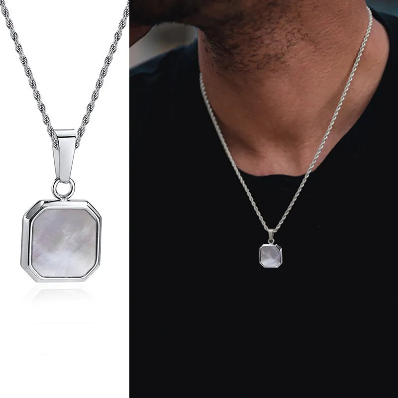 MGS Men's Geometric Square Pendant Necklaces: Casual Vintage Cool - Man Gifts Shop