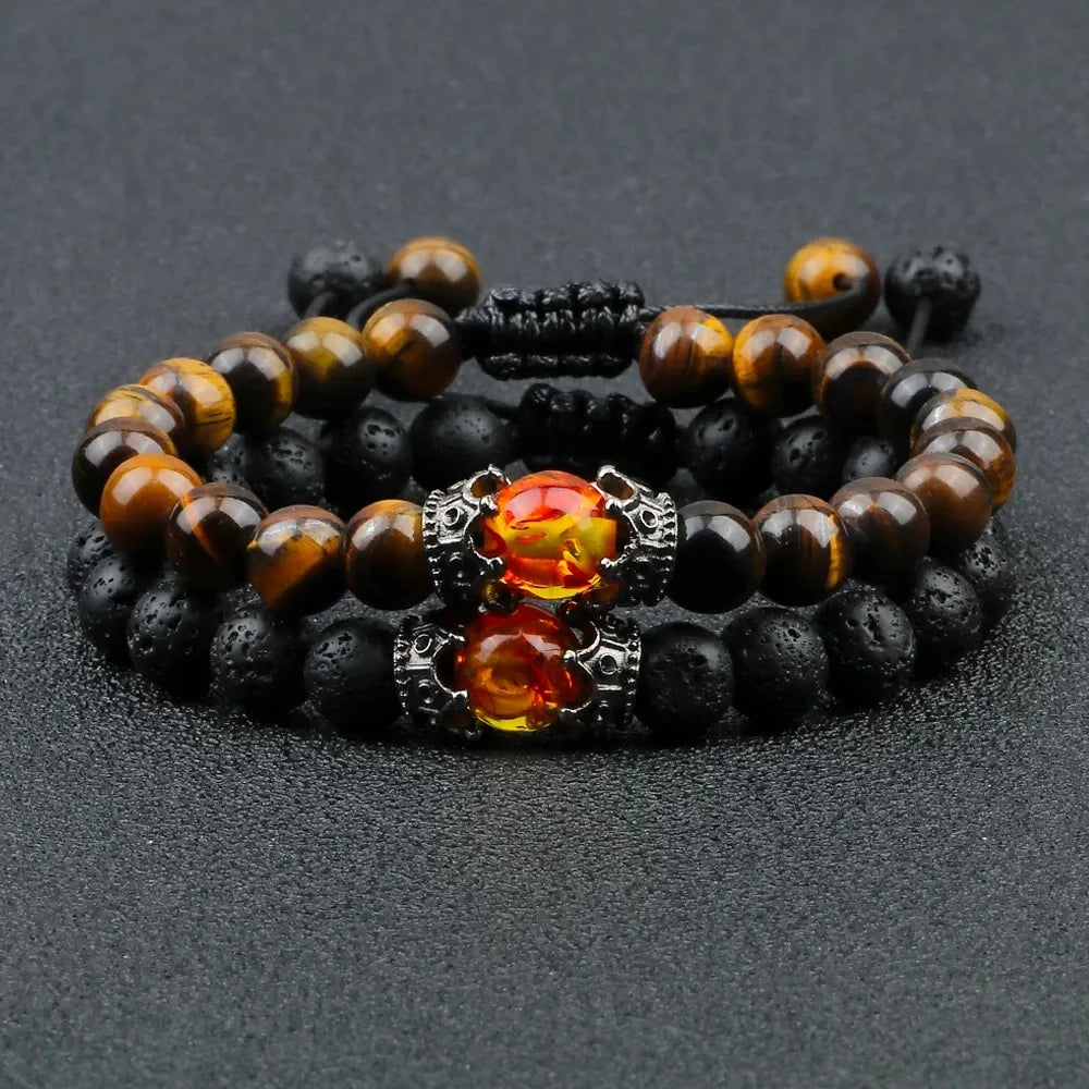 MGS Black Lava Stone Beads Charm Bracelet - Man Gifts Shop