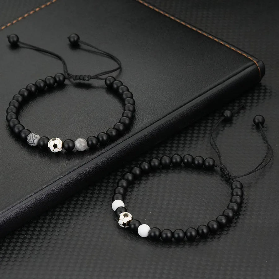 ⚽ Black Onyx Football Bracelet for Men
