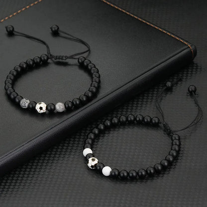 ⚽ Black Onyx Football Bracelet for Men