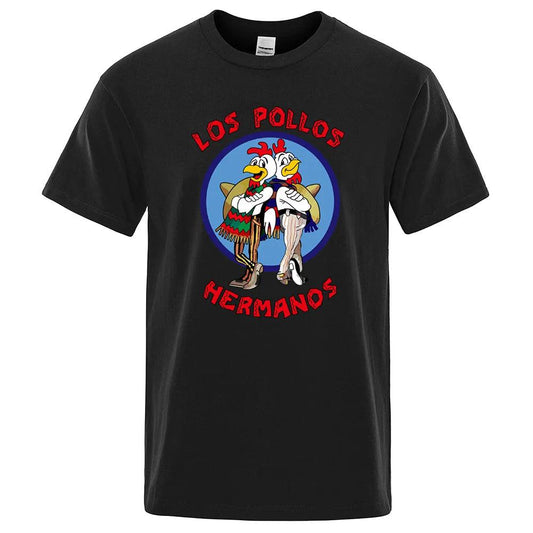 LOS POLLOS Hermanos Funny Printed T-Shirt Cotton - Man Gifts Shop