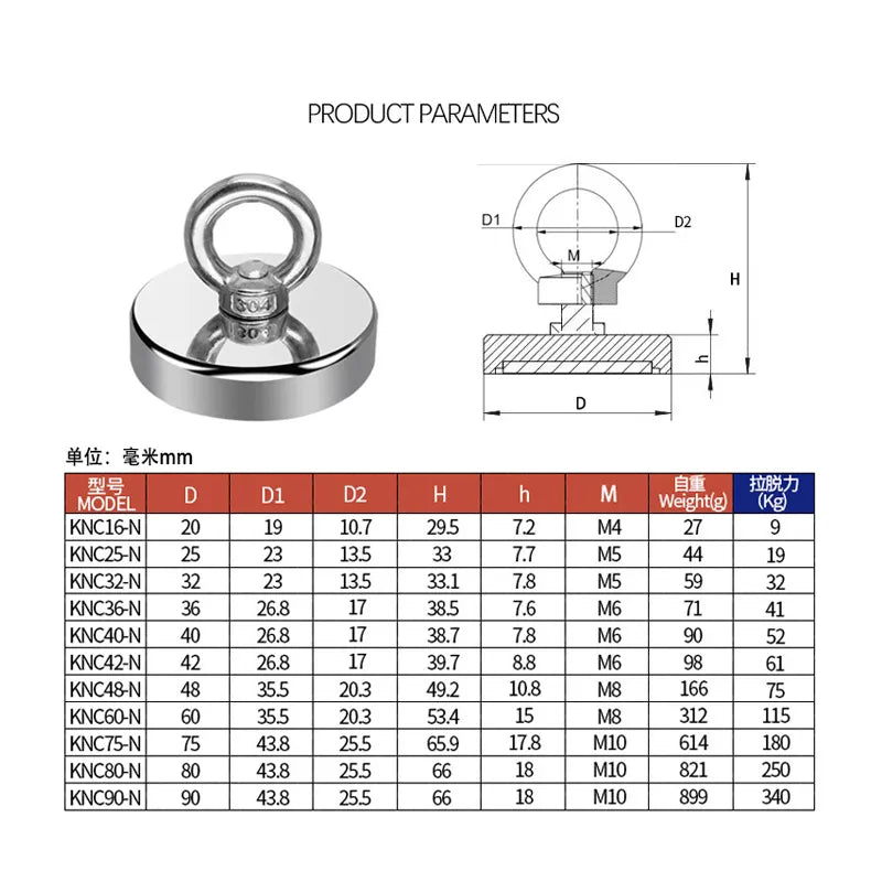 MGS Super Magnet Strong Super Powerful Neodymium Magnets N52 Magnetic Fishing Magneat Hook - Man Gifts Shop