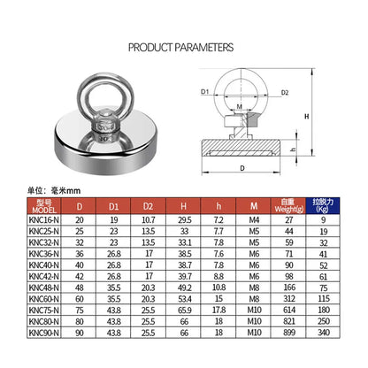 MGS Super Magnet Strong Super Powerful Neodymium Magnets N52 Magnetic Fishing Magneat Hook - Man Gifts Shop