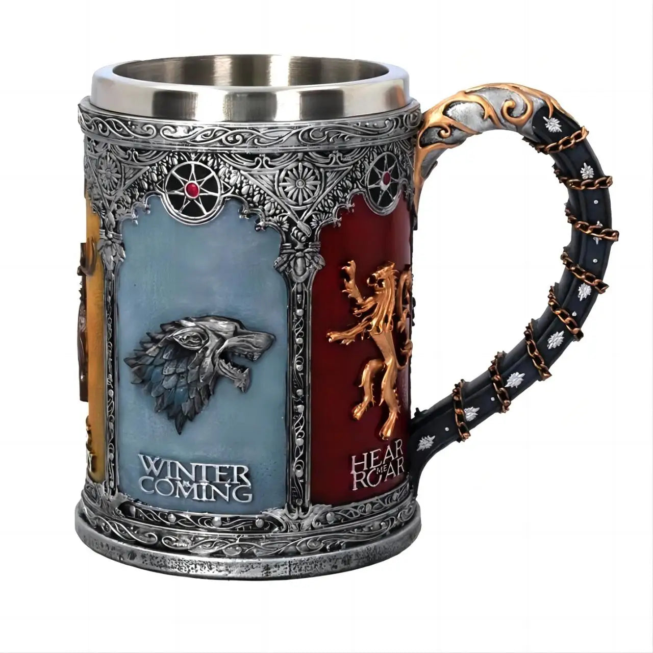 Conquer with Draconic Flair: Stainless Steel & Resin Medieval Dragon Skull Beer Mugs and Viking Red Wine Goblets