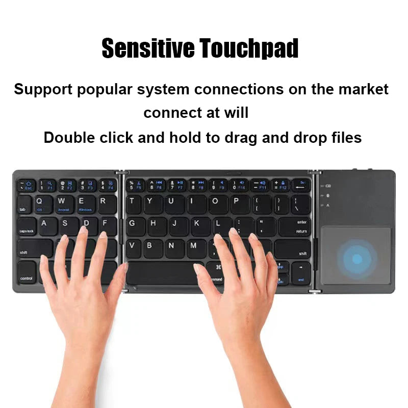 Wireless Folding Bluetooth Keyboard with Touchpad – Compact, Versatile, and Ultra-Portable