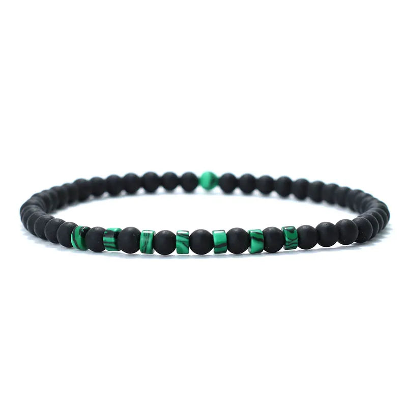 Men’s Natural Stone Beaded Bracelet – 4mm Onyx, Tiger Eye, and Bohemian Style Wristband