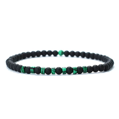Men’s Natural Stone Beaded Bracelet – 4mm Onyx, Tiger Eye, and Bohemian Style Wristband