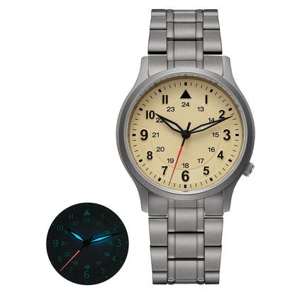 BERNY Men's Titanium Pilot Watch – Classic Field Quartz Wristwatch with Super Luminous Dial, Sapphire Crystal, 5ATM Water Resistant