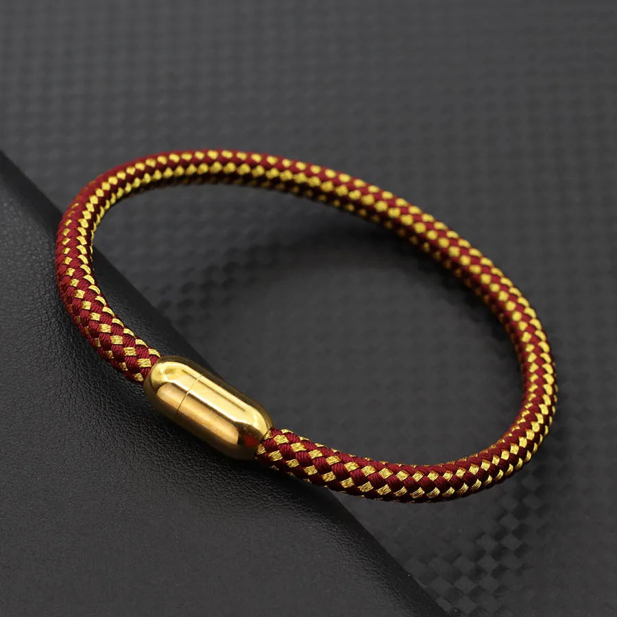 Gold Stainless Steel Men’s Magnetic Rope Bracelet 6mm – Luxury Outdoor Casual