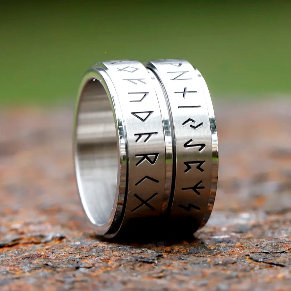 Embrace Connection: Rotatable Viking Rune Ring - 316L Stainless Steel Odin Letter Rings for Couples - Simple Yet Powerful Amulet Jewelry - Man Gifts Shop