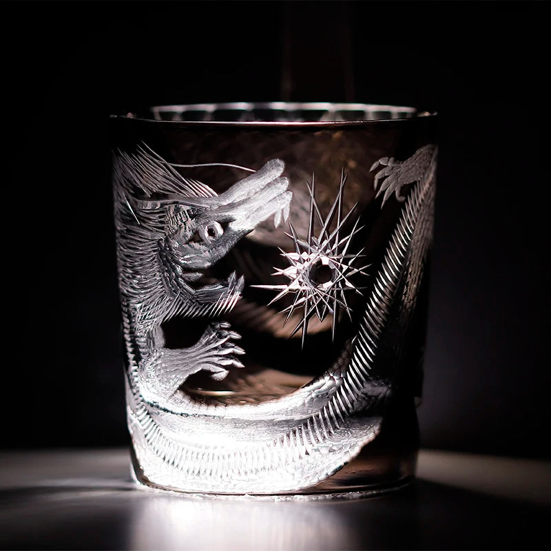 MGS Hand Cut Dragon Patterns Edo Kiriko Crystal Whisky Glass with Gift Box 300ml