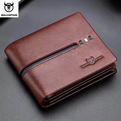 Cartera original BULLCAPTAIN de piel auténtica para hombre, cartera de negocios de diseño de marca.
