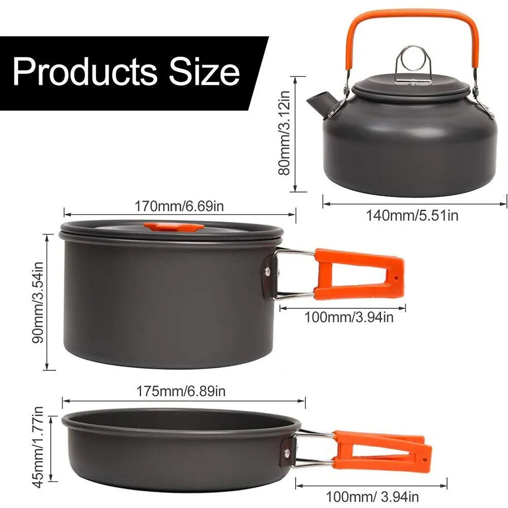 Camping Cookware Set Aluminum Portable Outdoor Tableware Cookset Kit - Man Gifts Shop