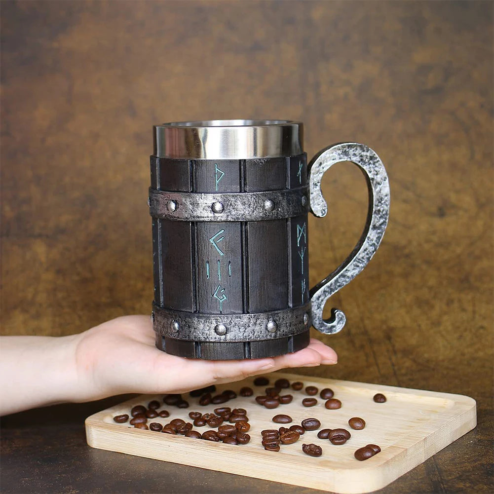 MGS Stainless Steel Retro Viking Shatterproof Beer Mug