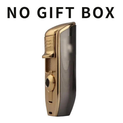 Metal Windproof 3-Jet Blue Flame Cigar Lighter with Built-in Cutter - Man Gifts Shop
