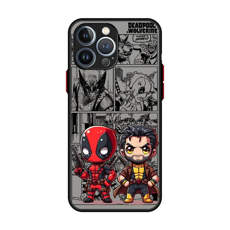 Marvel Deadpool and Wolverine Clear Matte Phone Case – Shockproof Silicone Bumper Case for iPhone 16/15/14/13/12/11 Pro Max, Mini, XS, XR, X, 7, 8 Plus