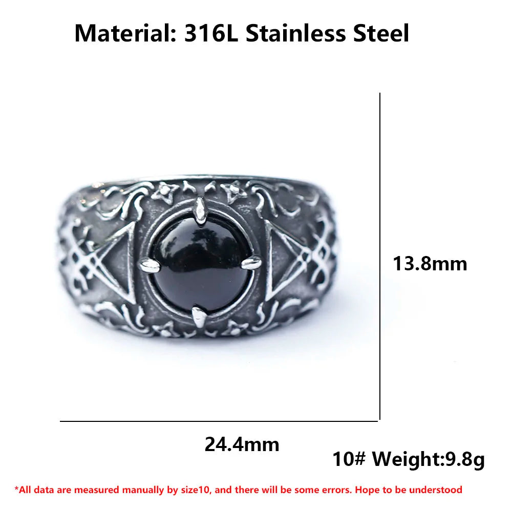 Unleash the Dark Elegance: Men's 316L Stainless Steel Vintage Lucifer Satan Ring - A Punk Rock Personality Statement in Religion Jewelry - Man Gifts Shop