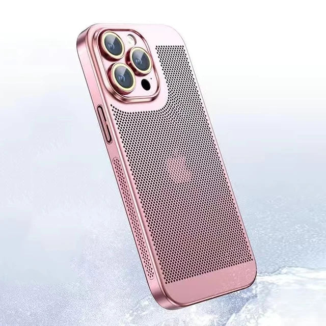 Cooling Hollow Heat Dissipation Case for iPhone 11-15 Pro Max, Mini, XS/XR/X (Colors: Black, Silver, Navy Blue, Light Blue)