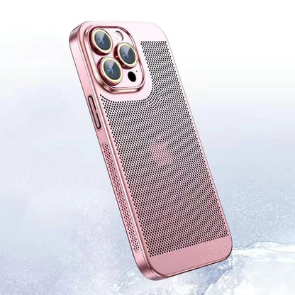 Cooling Hollow Heat Dissipation Case for iPhone 11-15 Pro Max, Mini, XS/XR/X (Colors: Black, Silver, Navy Blue, Light Blue)