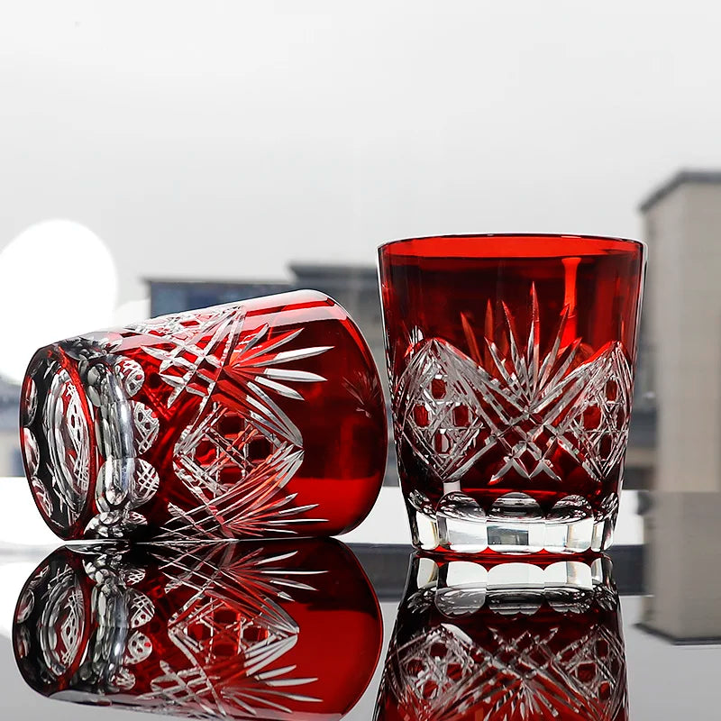 Discover Timeless Elegance with the Red Edo Crystal Whisky Glass