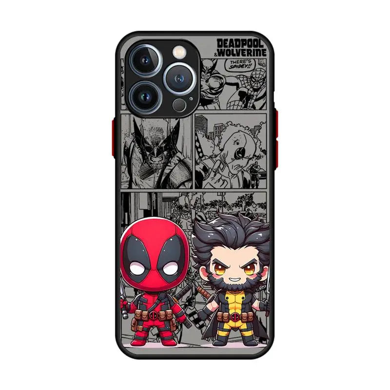 Marvel Deadpool and Wolverine Clear Matte Phone Case – Shockproof Silicone Bumper Case for iPhone 16/15/14/13/12/11 Pro Max, Mini, XS, XR, X, 7, 8 Plus