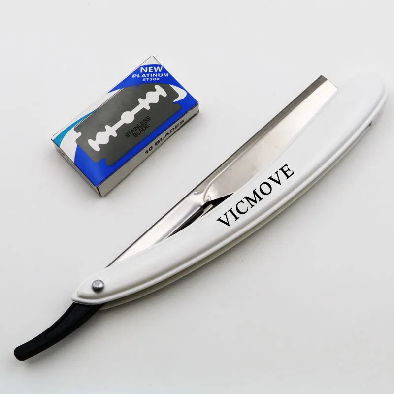 Professional Barber Straight Razor Kit - Folding Shave Knife with 10 Blades