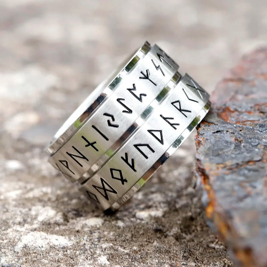 Embrace Connection: Rotatable Viking Rune Ring - 316L Stainless Steel Odin Letter Rings for Couples - Simple Yet Powerful Amulet Jewelry - Man Gifts Shop