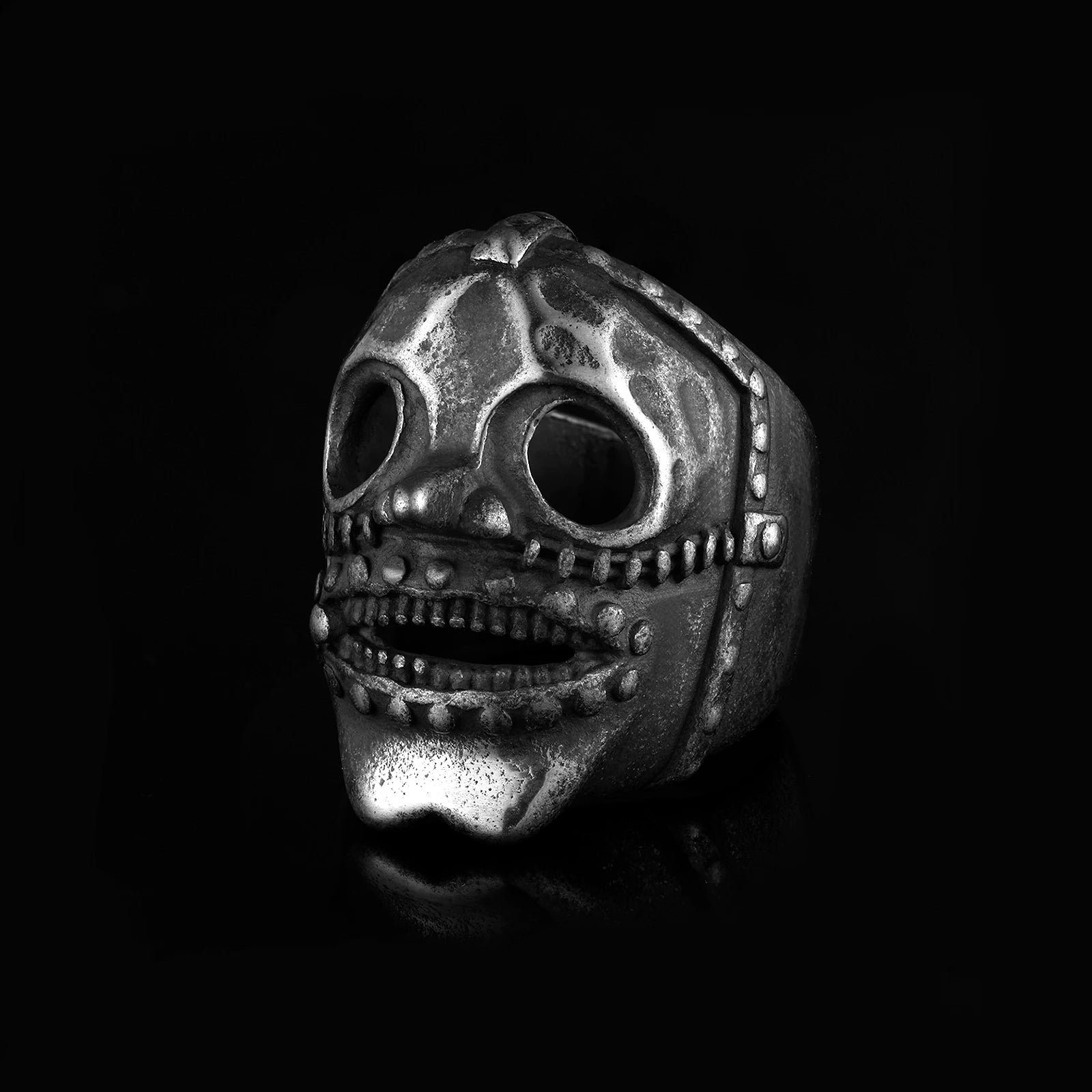 Elevate Your Edge: Unique Silver 316L Stainless Steel Heavy Sugar Skull Ring - Men's Mandala Flower, Santa Muerte, Biker Jewelry - Man Gifts Shop