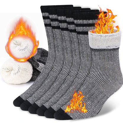 3 Pairs Merino Wool Crew Socks – Thick, Thermal & Winter-Ready
