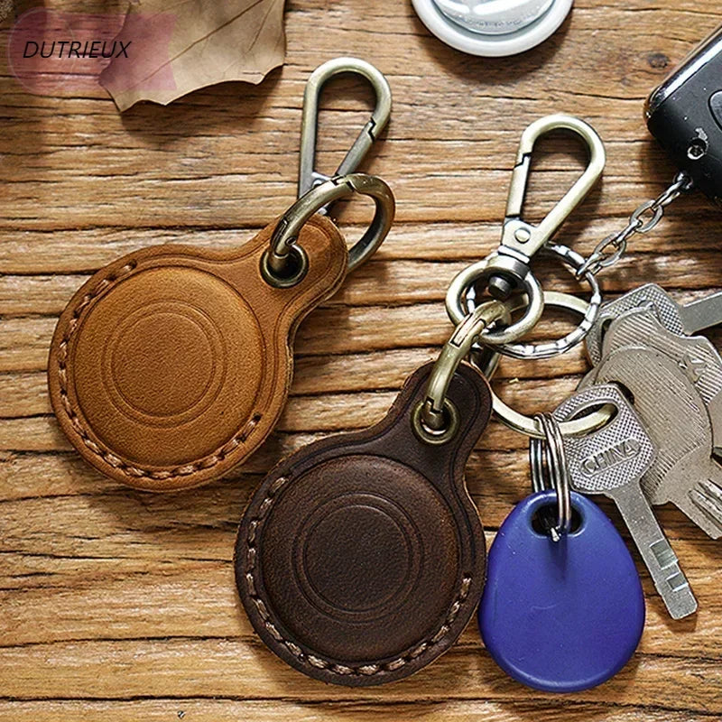 Retro Leather KeyRing For Apple Airtag Anti-drop Protective Case Keychain Accessories