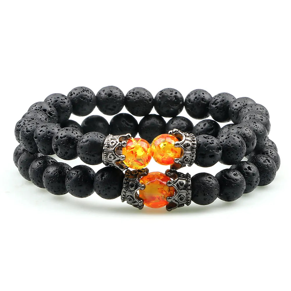 MGS Black Lava Stone Beads Charm Bracelet - Man Gifts Shop