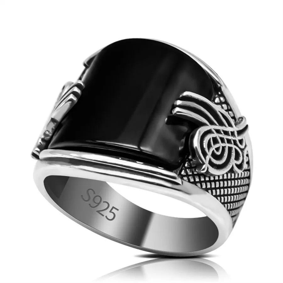 MGS Timeless Elegance: Statement-Making Men's Sterling Silver Ring with Natural Stone - Man Gifts Shop